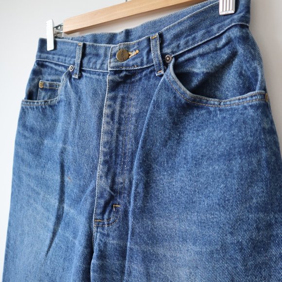 Vintage L.L. Bean High Waisted Wide Leg Blue Jeans - Picture 5 of 16